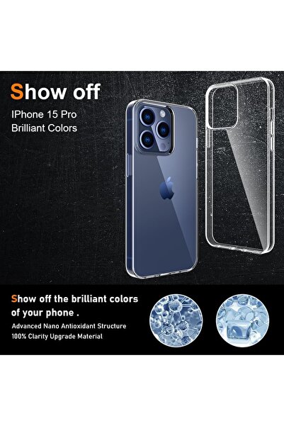 Flippy Προστατευτική θήκη σιλικόνης, για Apple iPhone 15 Pro, υπολογιστή, ανθεκτική στις κρούσεις, διαφανής