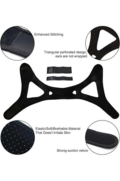 Generic Anti-Snore Chin Strap for Sleeping - Adjustable Velcro, Breathable, Reusable (Black)