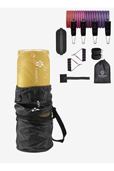 KANGAROO مجموعة بساط التمارين مع حبال المقاومة الشاملة
