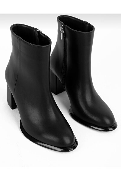 Brs Vegan Leather Thick Heel Boots