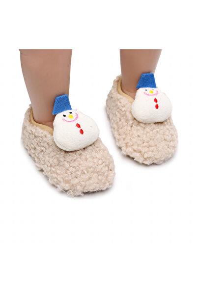 BebeNou Ghetuțe pentru bebeluși din blană crem - Om de zăpadă MDHZ0201-5-cd1