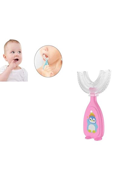 lawrenceshop Kız Çocuk Figürlü Pembe Diş Fırçası U Şeklinde Pratik Bebek Diş Kaşıma Fırçası