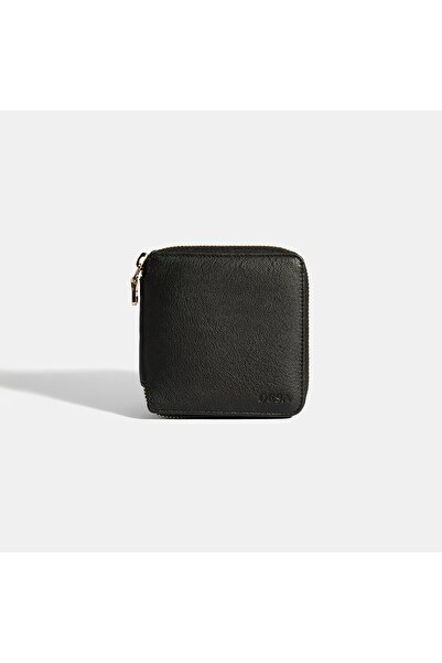 Desa Women's Black Zippered Leather Wallet