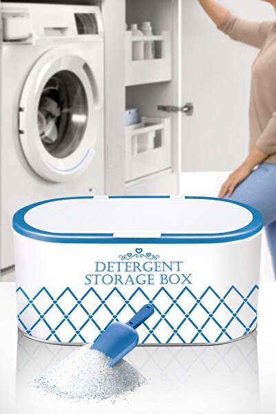 LE PARİS Metal Kova Kapaklı Deterjan Saklama Kutusu + Ölçek Kürek | Şık ve Dayanıklı Tasarım