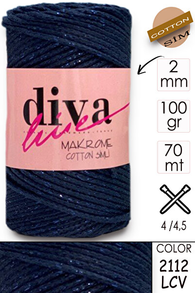 Diva İplik Diva Macrame Bumbac Simli 2112 Bleumarin