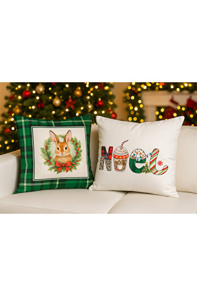 Limon Soft Double-Sided Printed Candy Christmas Patterned Set of 2 Velvet Throw Pillow Covers New Year - Christmas