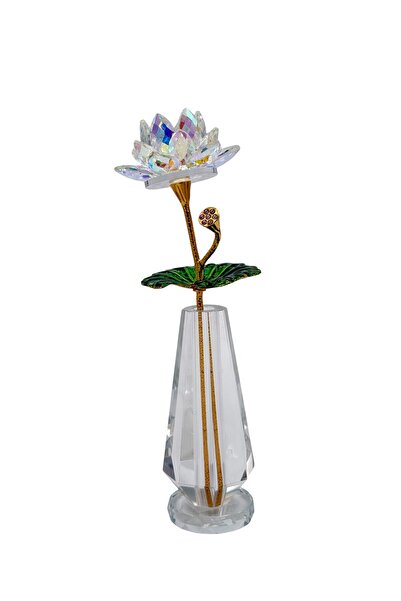 BİNDAWOOD B&D Décor item with glass flower Design -Transparent Green