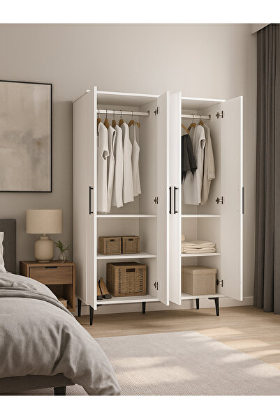 dorpek Nuna 4 Kapaklı Gardırop – 180x120 cm Genç ve Yatak Odası Dolabı