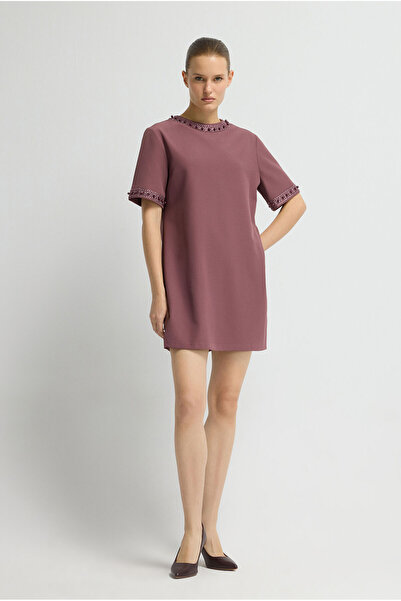 adL İşlemeli Mini Elbise