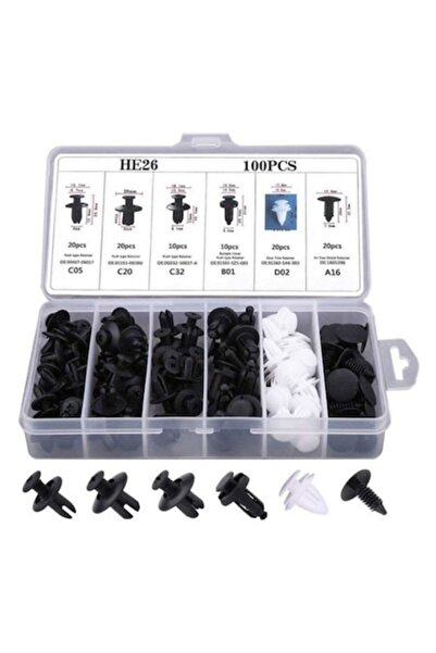 ideal STORE Set de 100 cleme universale auto, Ideal Store, negru/alb, plastic rezistent
