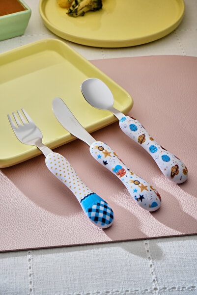 Karaca Galaxy 3 Piece Children's Fork Spoon Knife Set