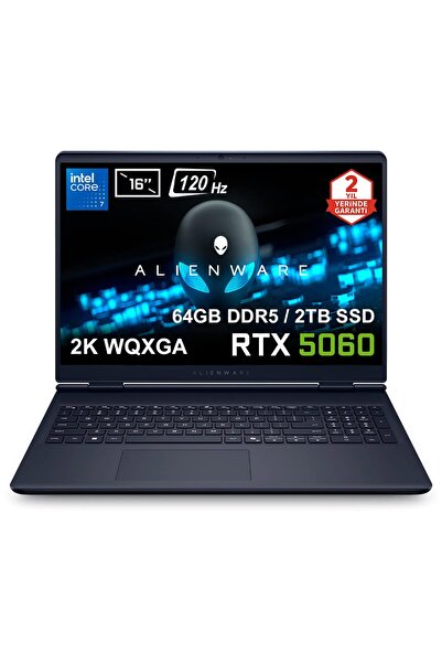 DEL Alienware 16 Aurora Intel Core 7-240H 64GB DDR5 2TB SSD RTX5060 8GB Lapto...