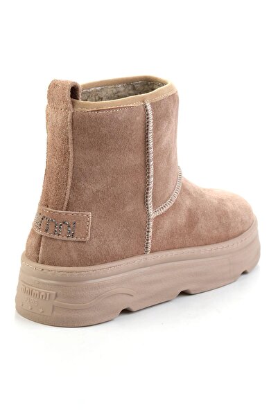 Bambi Vizon Hakiki Deri Kadın Bot & Bootie K02748100602