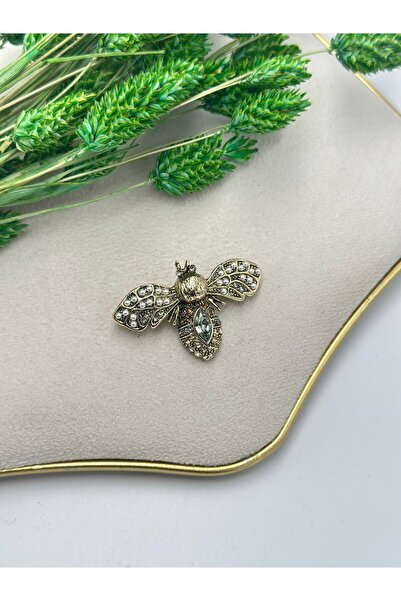 MyladyAccessoriess İnci Ve Zirkon Taş Detay Arı Broş
