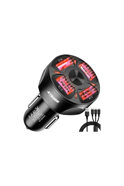 OEM Încărcător auto pentru brichetă, 12/24V → 5V/3A, încărcare rapidă QC, 4×U...