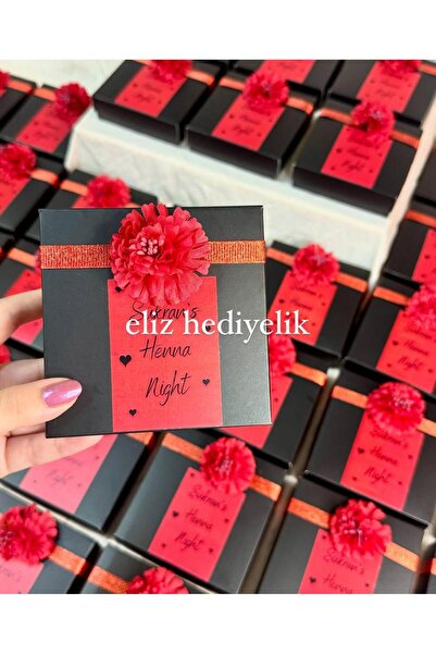 eliz 3 adet kırmızı kına set ayna, toka ve tarak