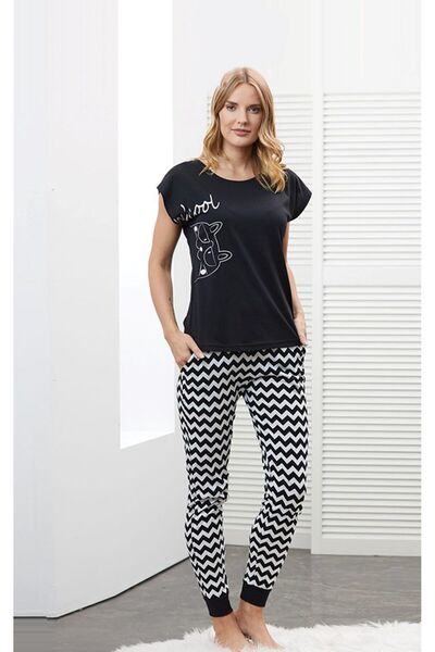 Stylish بجامة ناعمة باللون الأبيض والأسود