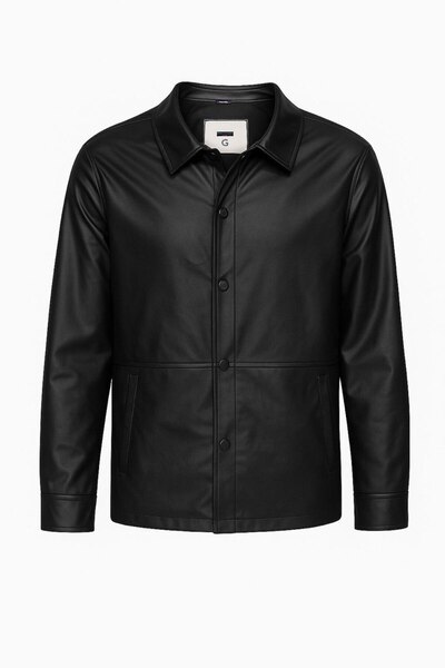 BASEL.CO سترة جلدية أساسية ذات قصة ضيقة أزرار - تصميم بسيط وأنيق