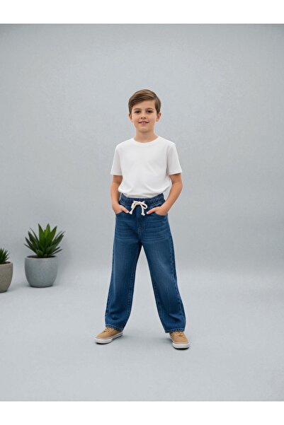 ASL GOLF CLUB Pantaloni de blugi albastru pentru băiat cu talie elastică confortabil croială