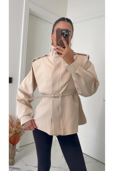 Solie سترة بتصميم حزام بلون الكريم