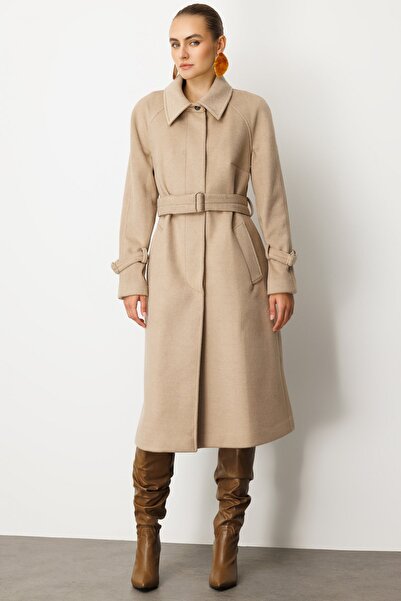 Ekol Cashmere Coat with Sleeves and Belt