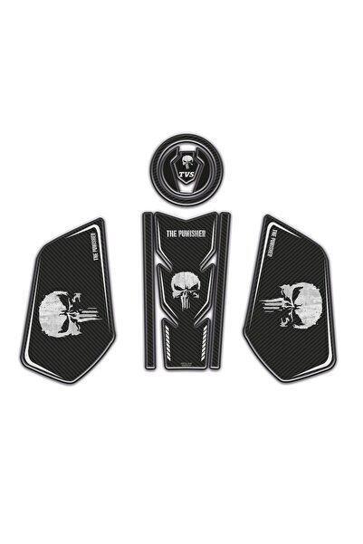 Redline Grafik TVS Raider Punisher Edition Tank Pad Sticker Seti Redlinegrafik