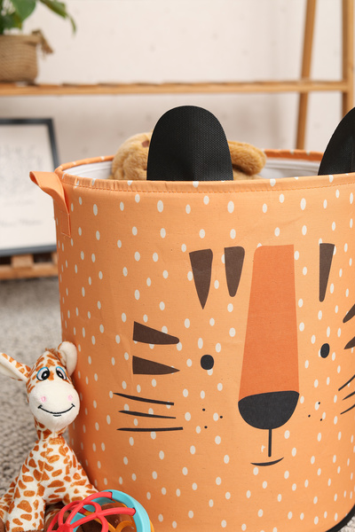 HomyJRs Tiger Design Netless Baby Kids Room Organizer Storage Box Toy Dirty Basket 37X40