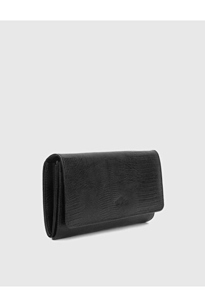 İLVİ Benson Genuine Printed Leather Black Women's Wallet