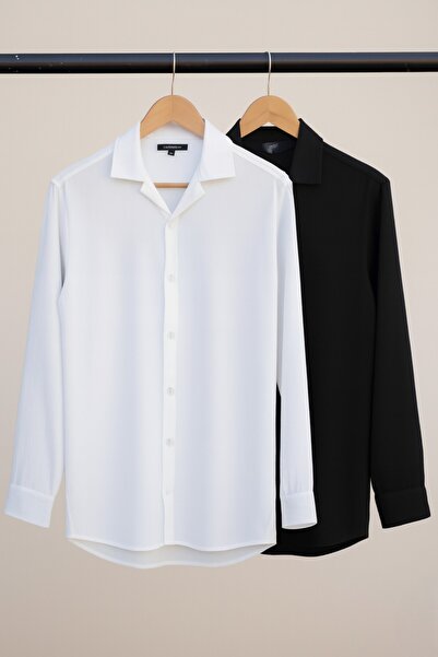 legends butik 2 ' li Erkek Dökümlü Uzun Kollu Aerobin Kumaş Gömlek Seti