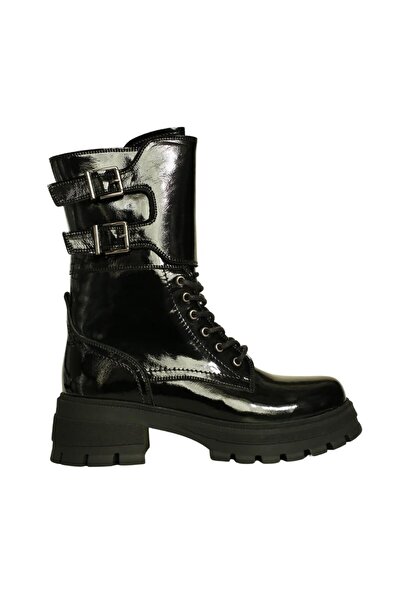 Platin Siyah Rugan Kadın Postal