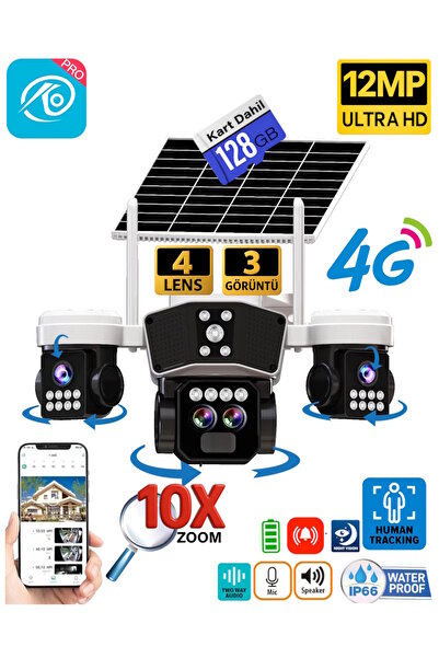 SLTECH 9095 128GB KARTLI 12MP 10X Zoom 4 Lens 3 Ekran UltraHD 4G Solar Akıllı...