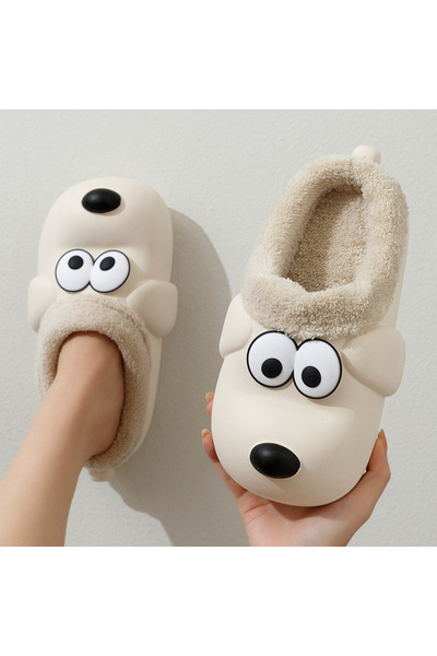 OEM Papuci de casa draguti si caldurosi pentru dama, impermeabili, forma catel, 7158