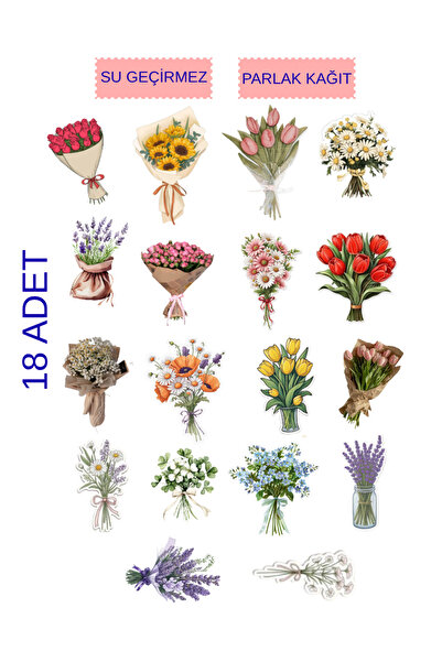 P&B COLLECTION WORKSHOP Bahar çiçek temalı Sticker Seti Ajanda Laptop Telefon...