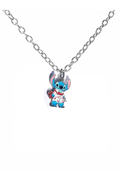 Herşey Nota Blue Cute Stitch Heart Pendant – Unisex, Colorful and Fun Design