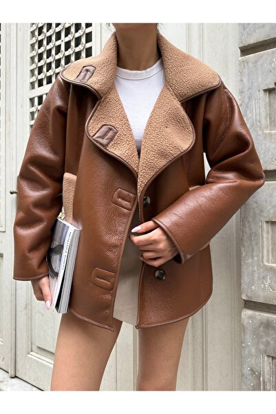 Viskosa Oversized Leather-Look Stylish Jacket