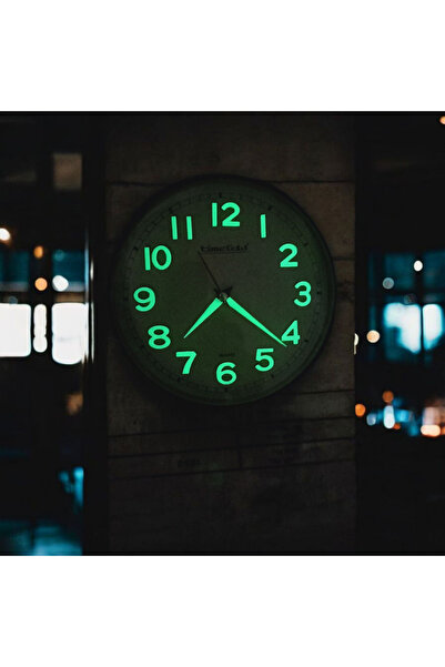 Time Gold Fosforlu Kabartma Rakam Küçük Çocuk Odası Yeşil Duvar Saati Çap 22 cm