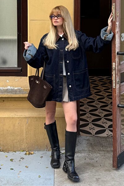 bases. Velvet Collar Denim Jacket