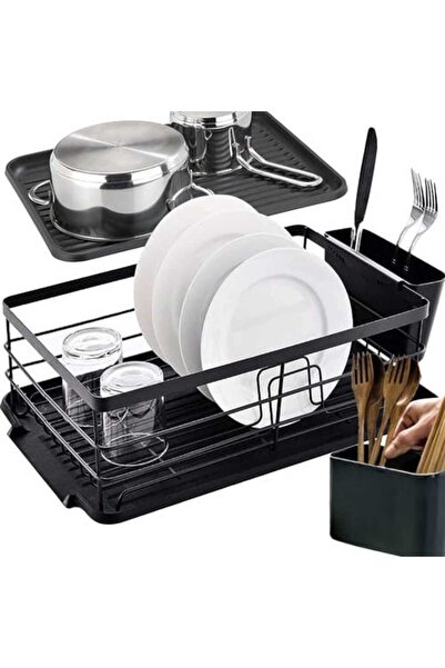 Selgot Dish Drying Rack for Plates and Cutlery with Tray, 44 x 31.5 x 13.5 cm...