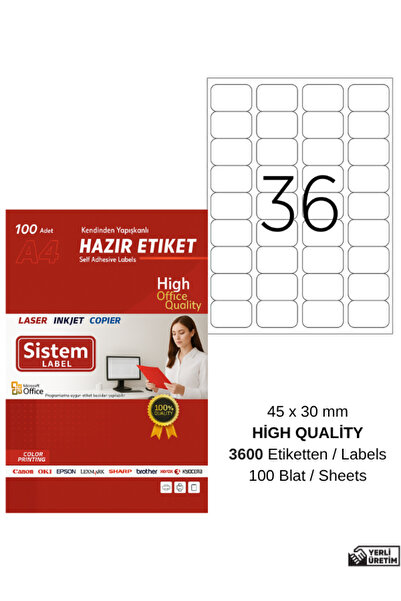 Sistem Label Etichetă autoadezivă A4 pentru laser 45x30mm