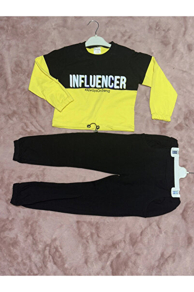 Efhilza 2-9 Years Old Elastic Waist Double-Layer Top and Bottom Set Yellow and Black