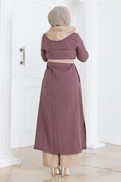 Missvalle Hooded Buttoned Suit Dusty Rose Msw19238-1