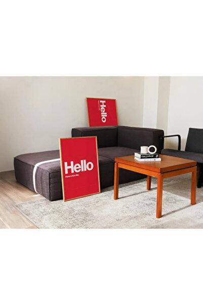 Esci Design Framed Text Table - Hello Table - Typography Table - Modern Trend Table - Hello Red Table