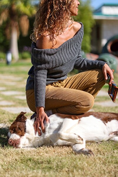 Güneşkızı Pulover antracit cu guler Madonna, lavabil, cu textura moale, casual 50 40