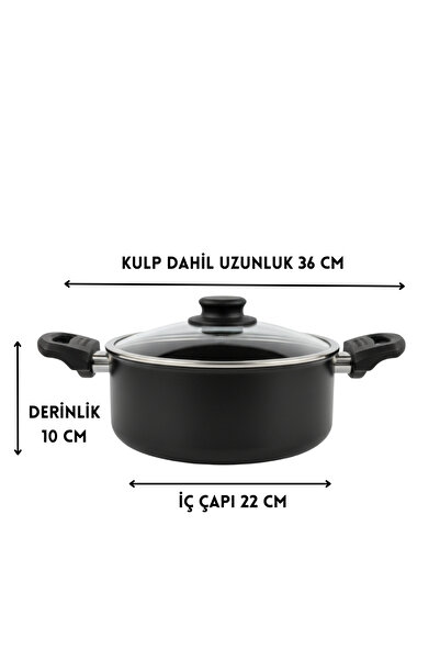 ELDİPA Fireproof Non-Stick Granite Look 22 cm Aluminum Pot with Stylish and Ergonomic Handle