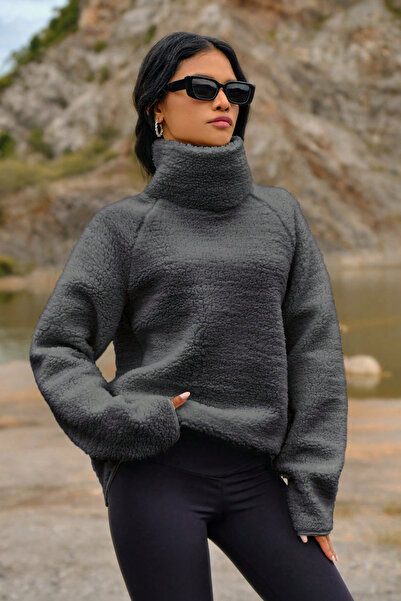 H&E LUXURY DESIGN Half Turtleneck Plush Sweatshirt