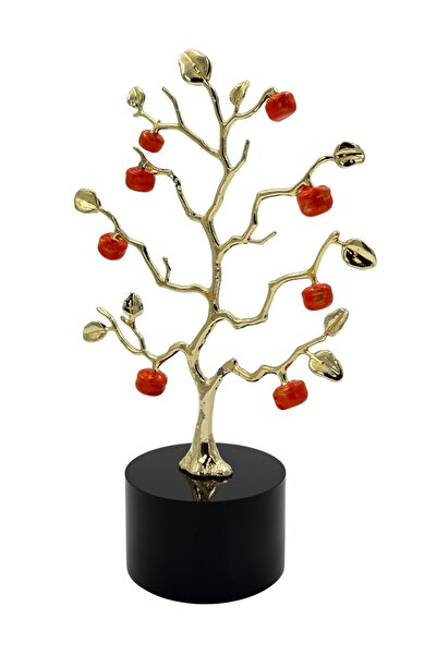 BİNDAWOOD B&D Décor iten with glass vase and with metal tree holder - Red Gold