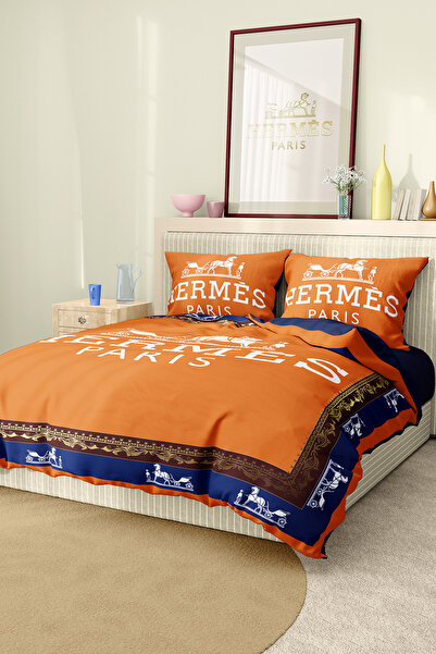 Marcalanya Duvet Cover Set Double Size Cotton Satin Fabric 6 Pieces 3D Digital Printing Duvet Cover Set Model No: