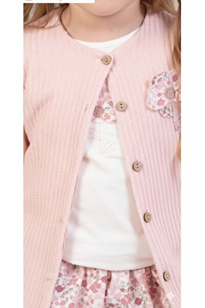 Baby Rose Crisp Patterned Cardigan Sweet Skirt Set 1-2-3-4 Years Old