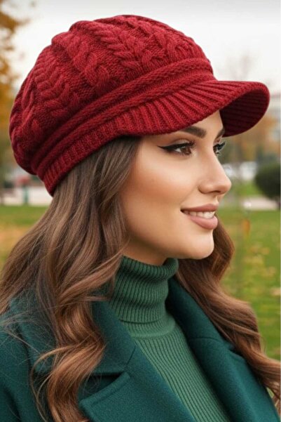 Trenderrs Women's Double Layered Knitted Beanie Knitwear Beanie