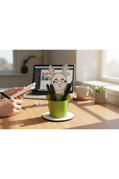Pemina Reindeer Pen Holder 3 mm Mdf Wood